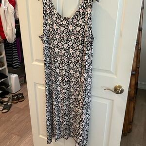 J. Jill Black and White Floral Midi Dress
